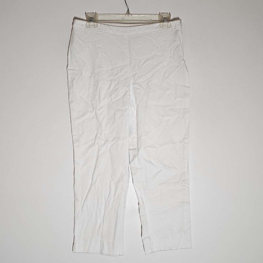 Jaclyn Smith Pants Womens 10 White Stretch‎ Business Casual Comfort Fit Work Zip